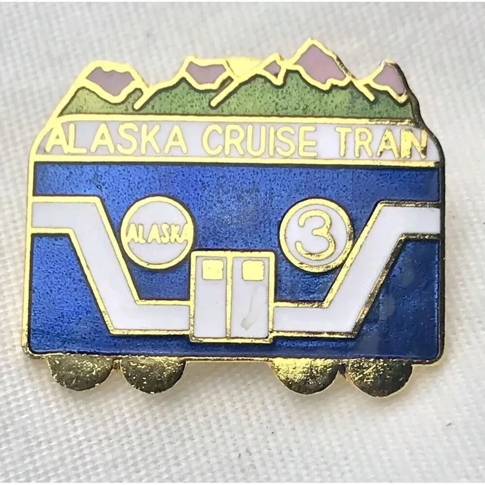 Alaska Cruise Train Vintage Pin Brooch Eagle River AK
